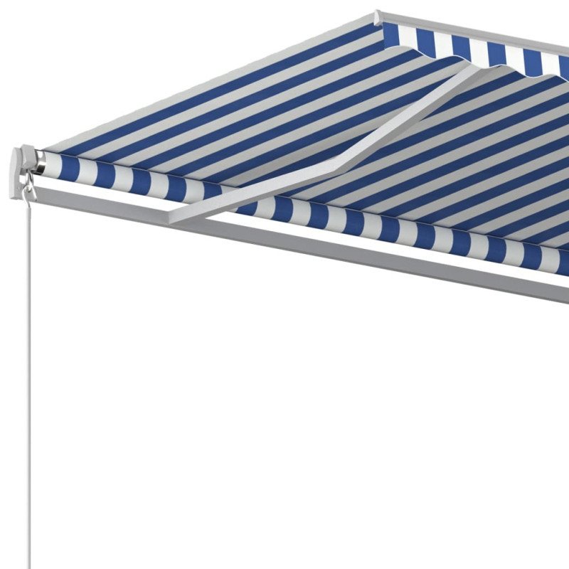 vidaXL Automaticky zaťahovacia markíza so stĺpikmi 4,5x3 m modro-biela