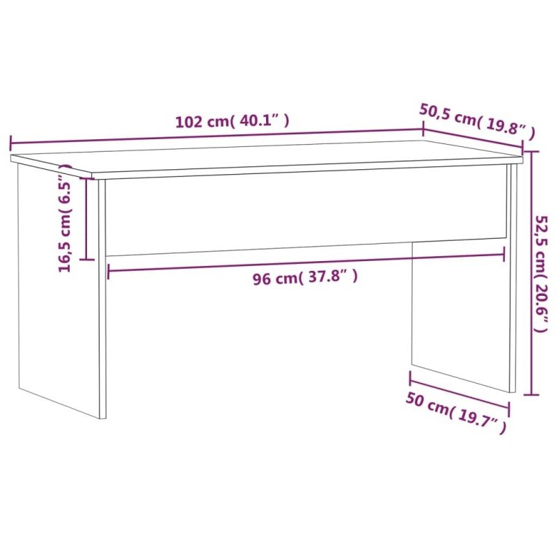 vidaXL Konferenčný stolík dymový dub 102x50,5x52,5 cm spracované drevo