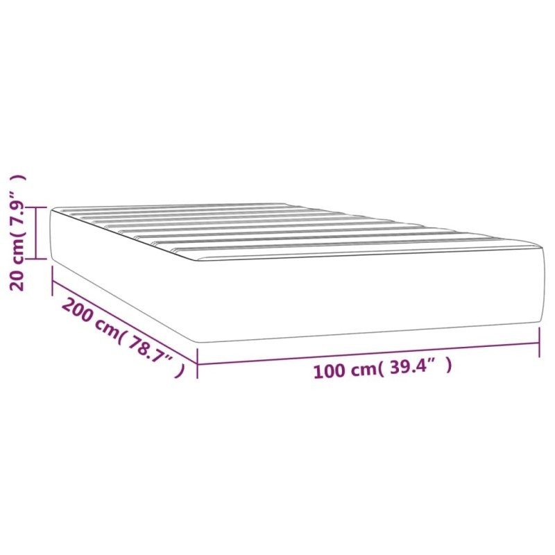 vidaXL Matrac s taštičkovými pružinami bledosivý 100x200x20 cm zamat