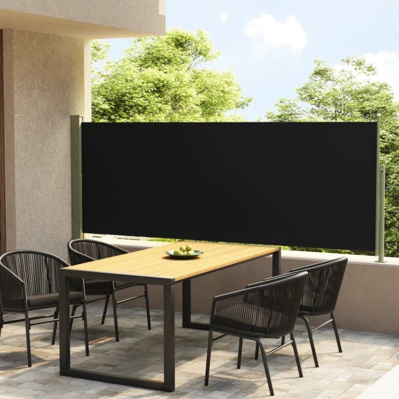 vidaXL Zaťahovacia bočná markíza na terasu 117x300 cm čierna