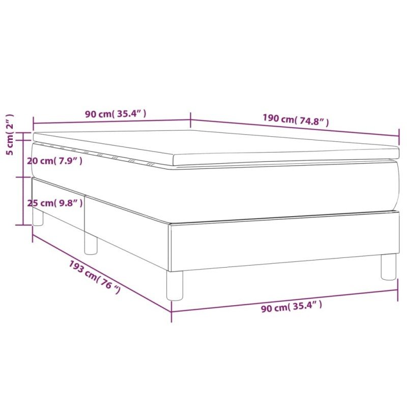 vidaXL Posteľný rám boxsping s matracom tmavozelený 90x190 cm zamat