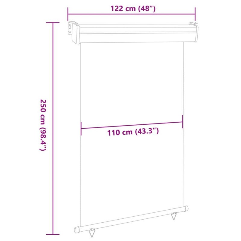 vidaXL Bočná markíza na balkón 122x250 cm, krémová