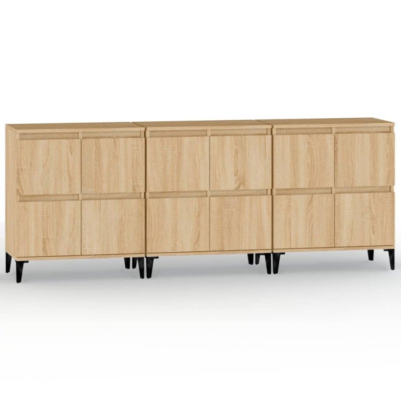 vidaXL Komody 3 ks dub sonoma 60x35x70 cm kompozitné drevo