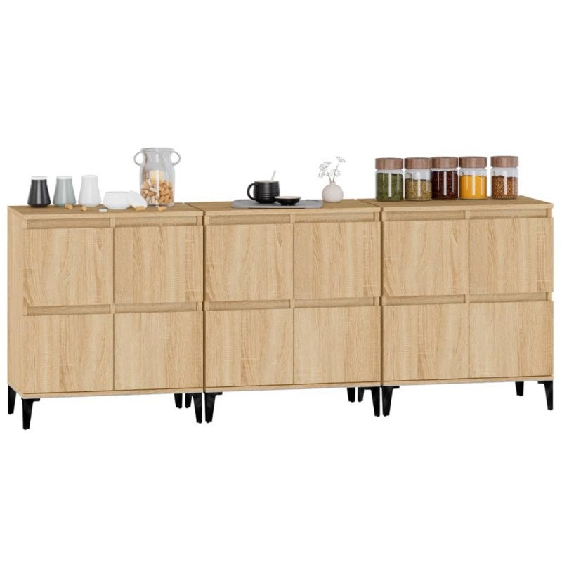 vidaXL Komody 3 ks dub sonoma 60x35x70 cm kompozitné drevo