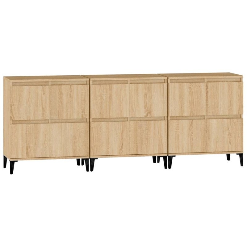 vidaXL Komody 3 ks dub sonoma 60x35x70 cm kompozitné drevo
