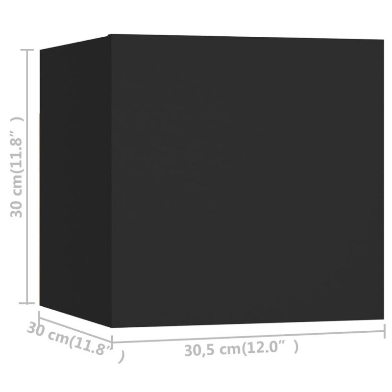 vidaXL Nástenné TV skrinky 8 ks čierne 30,5x30x30 cm