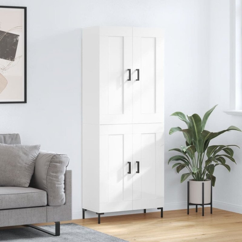 vidaXL Vysoká skrinka lesklá biela 69,5x34x180 cm spracované drevo