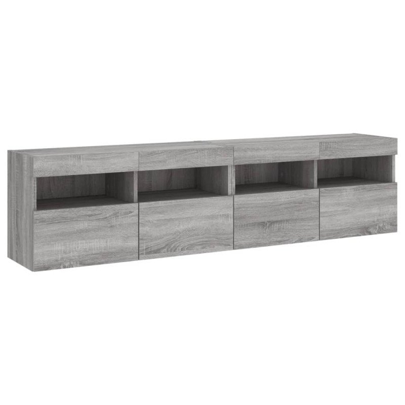 vidaXL TV nástenné skrinky s LED svetlami 2 ks sivé sonoma 80x30x40 cm