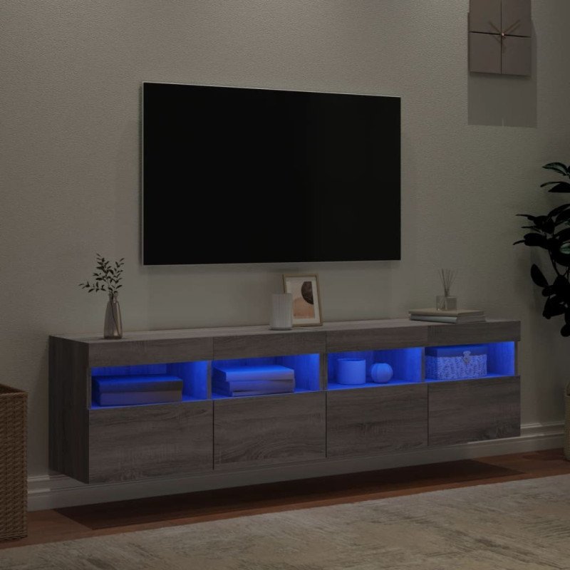 vidaXL TV nástenné skrinky s LED svetlami 2 ks sivé sonoma 80x30x40 cm