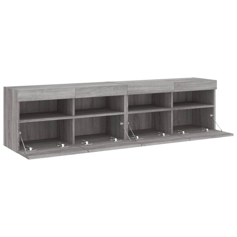 vidaXL TV nástenné skrinky s LED svetlami 2 ks sivé sonoma 80x30x40 cm