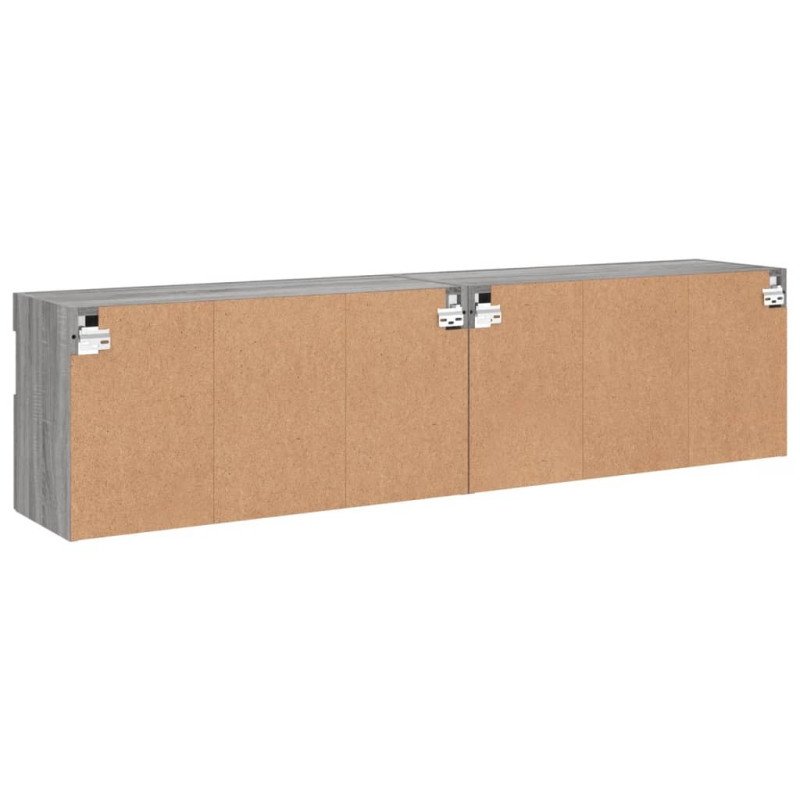 vidaXL TV nástenné skrinky s LED svetlami 2 ks sivé sonoma 80x30x40 cm