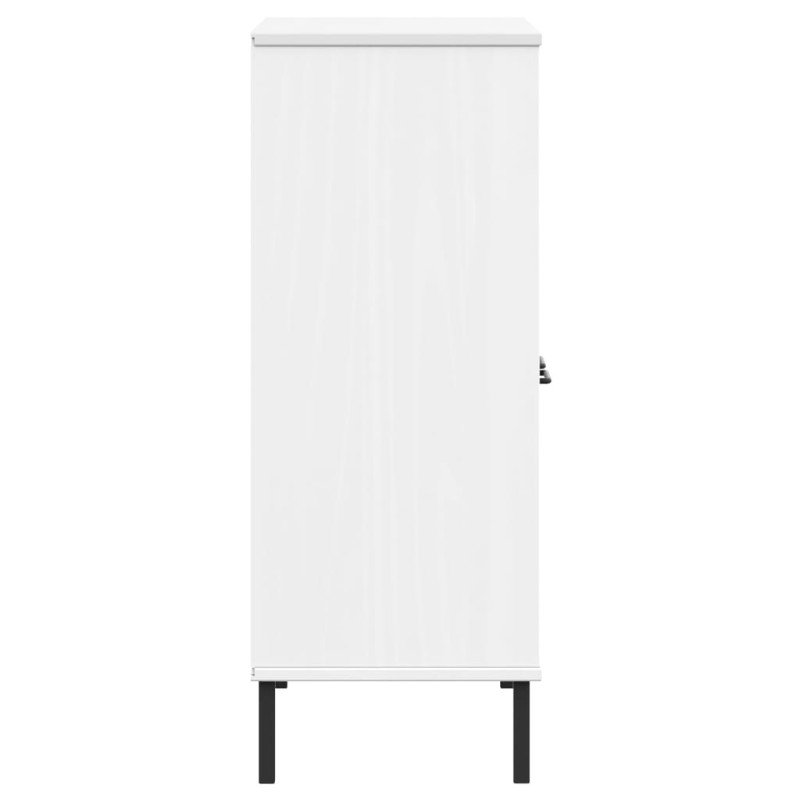 vidaXL Knižnica kovové nohy biela 90x35x90,5 cm masívne drevo OSLO