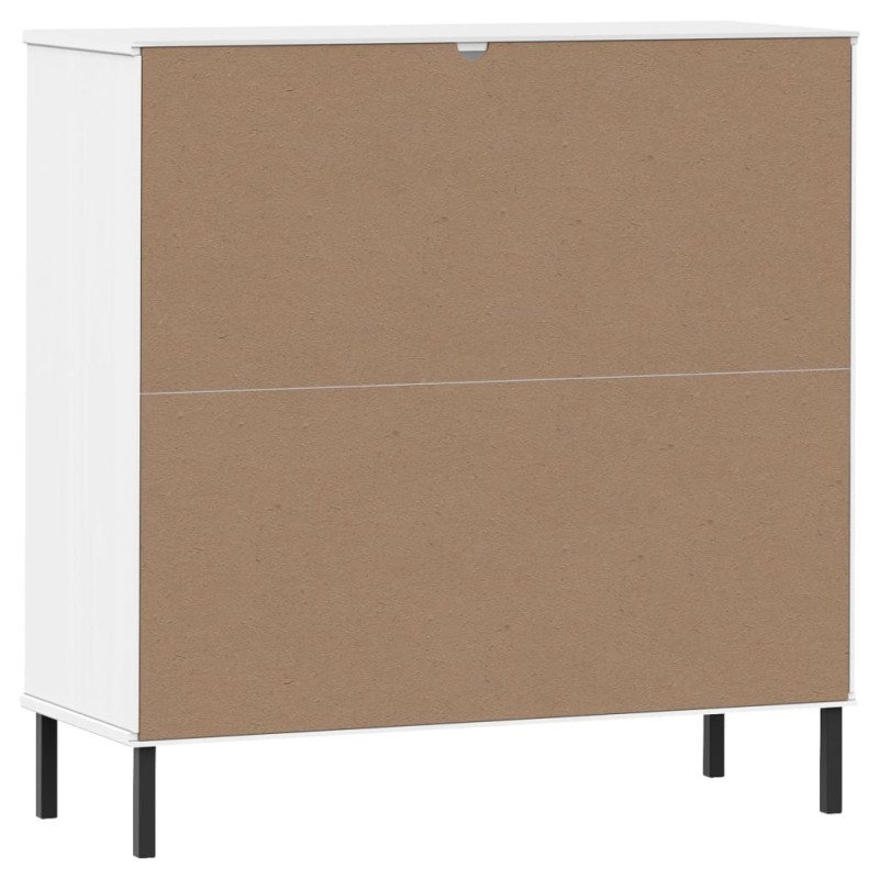vidaXL Knižnica kovové nohy biela 90x35x90,5 cm masívne drevo OSLO