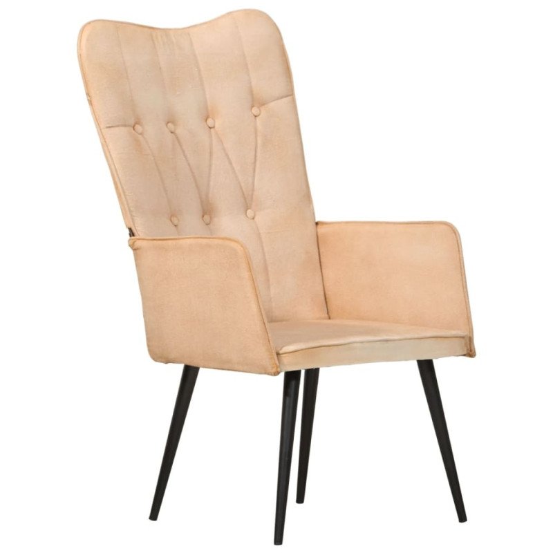 vidaXL Kreslo wingback krémové plátno