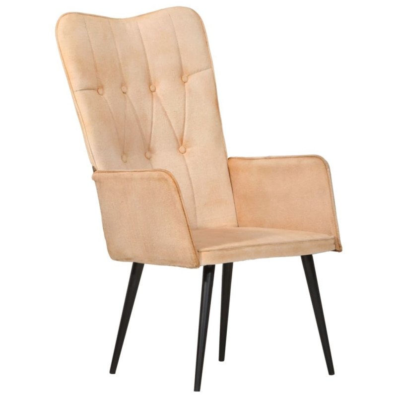 vidaXL Kreslo wingback krémové plátno