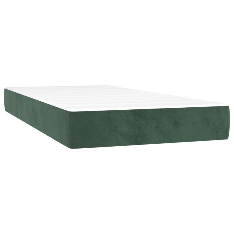 vidaXL Matrac s taštičkovými pružinami tmavozelený 90x190x20 cm zamat