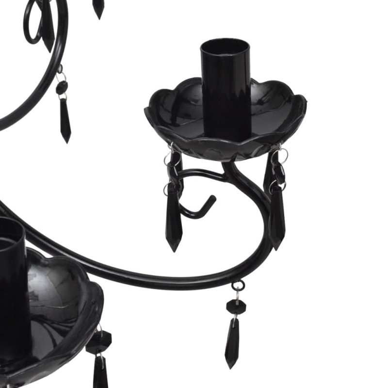 Visiaci luster, elegantný, čierny, 6 objímok na žiarovky