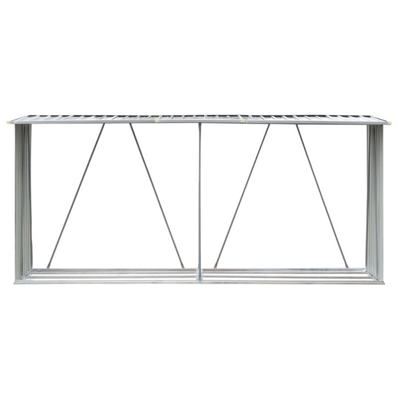 vidaXL Záhradná kôlňa na drevo galvanizovaná oceľ 330x84x152 cm sivá 
