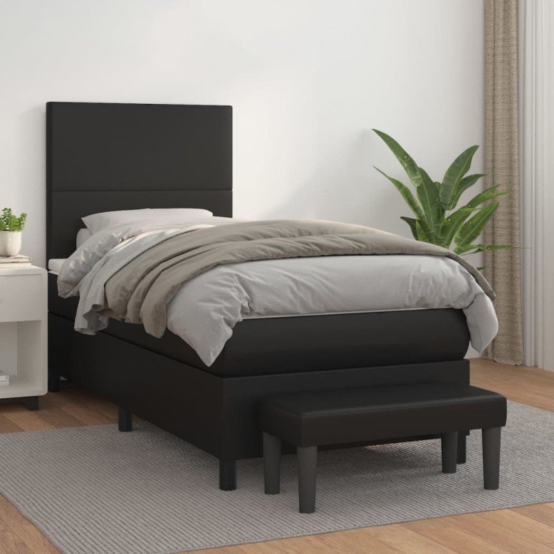 vidaXL Boxspring posteľ s matracom čierna 80x200 cm umelá koža