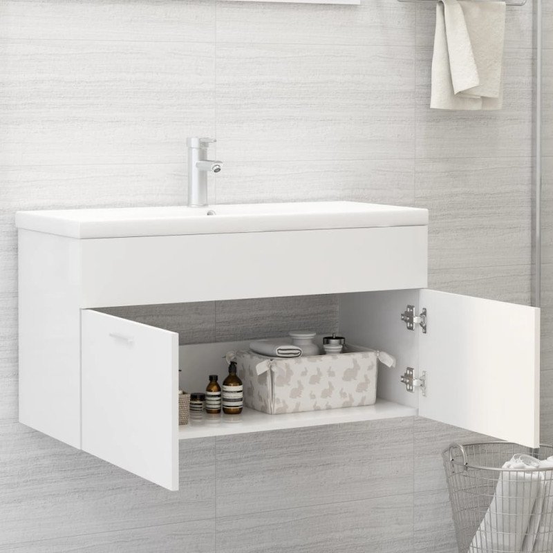vidaXL Skrinka pod umývadlo, biela 90x38,5x46 cm, kompozitné drevo