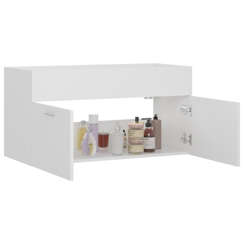 vidaXL Skrinka pod umývadlo, biela 90x38,5x46 cm, kompozitné drevo