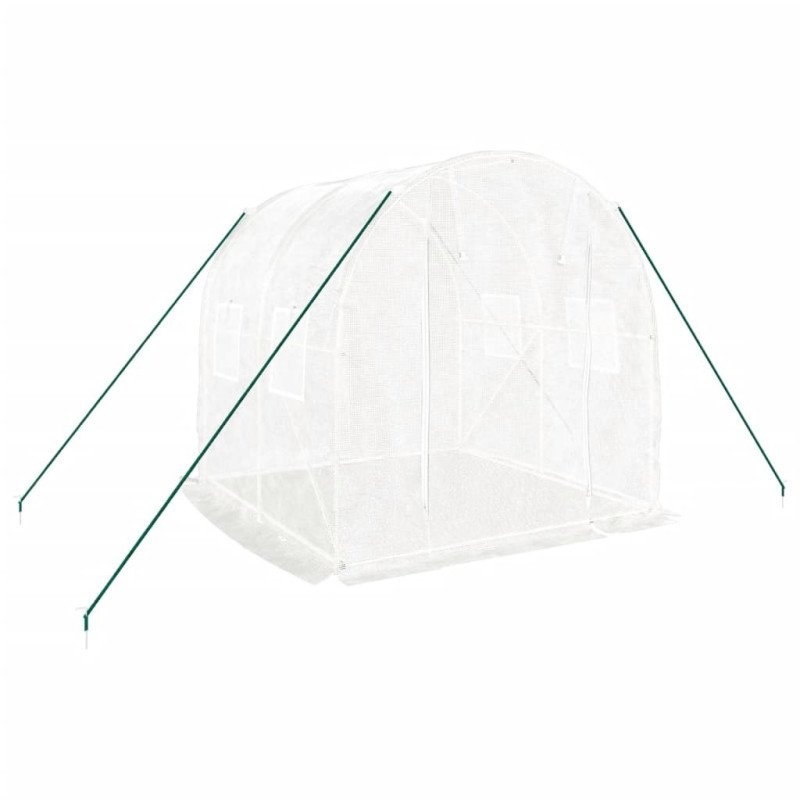 vidaXL Fóliovník s oceľovým rámom biely 4 m² 2x2x2 m