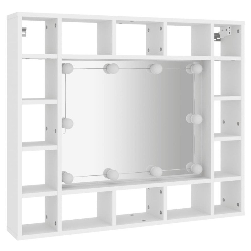 vidaXL Zrkadlová skrinka s LED biela 91x15x76,5 cm