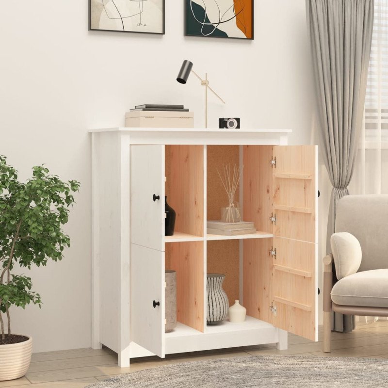 vidaXL Komoda biela 83x41,5x100 cm borovicový masív