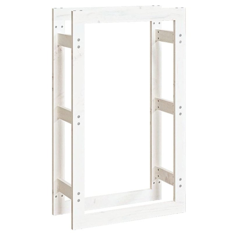 vidaXL Stojan na palivové drevo biely 60x25x100 cm masívna borovica