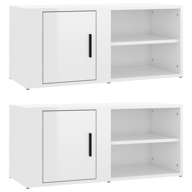 vidaXL TV skrinky 2 ks lesklé biele 80x31,5x36cm spracované drevo
