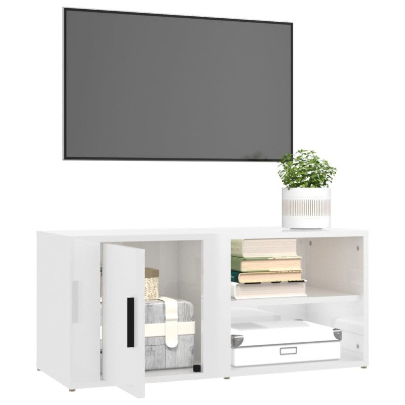 vidaXL TV skrinky 2 ks lesklé biele 80x31,5x36cm spracované drevo