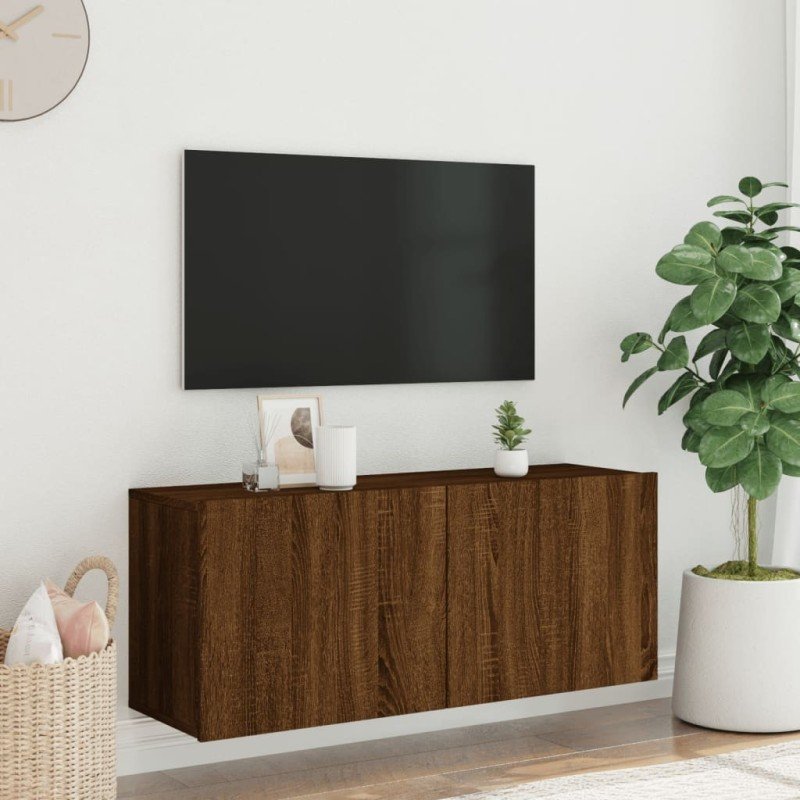 vidaXL TV skrinka nástenná hnedý dub 100x30x41 cm