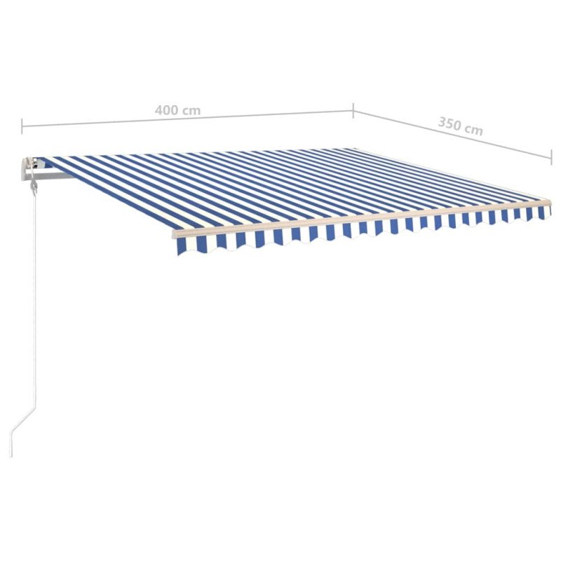 vidaXL Ručne zaťahovacia markíza s LED 4x3,5 m modro-biela