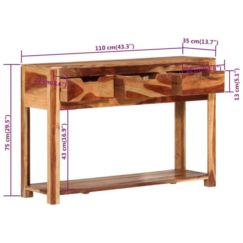 vidaXL Konzolový stolík 110x35x75 cm, akáciový masív