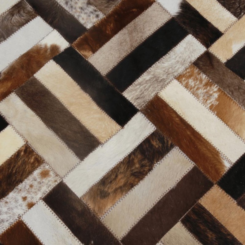 Kondela Luxusný kožený koberec, hnedá/čierna/béžová, patchwork, 120x180 , KOŽA TYP 2