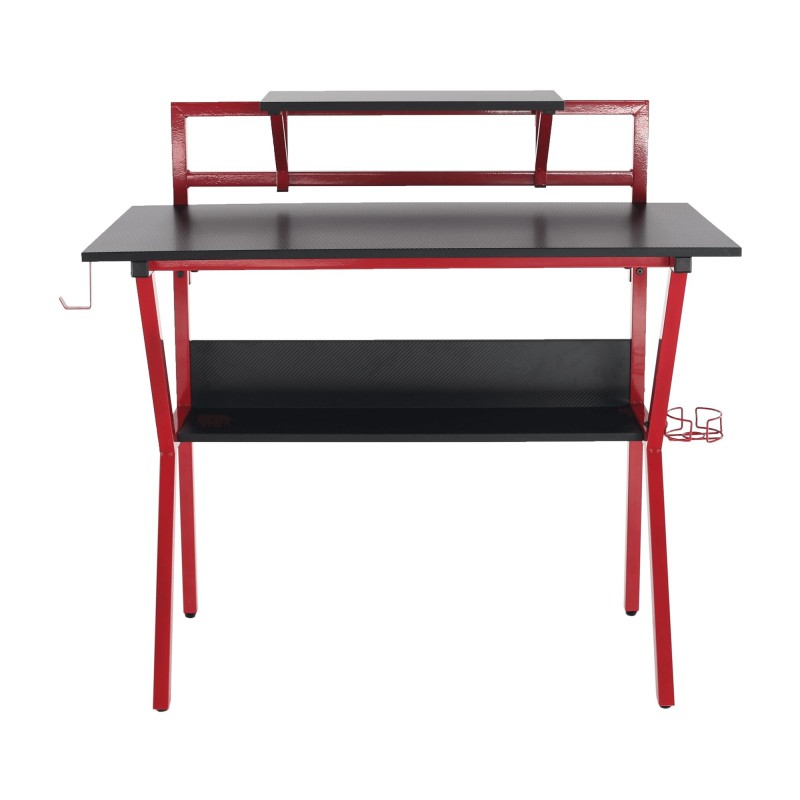 Kondela PC stôl/herný stôl, červená/čierna, TABER
