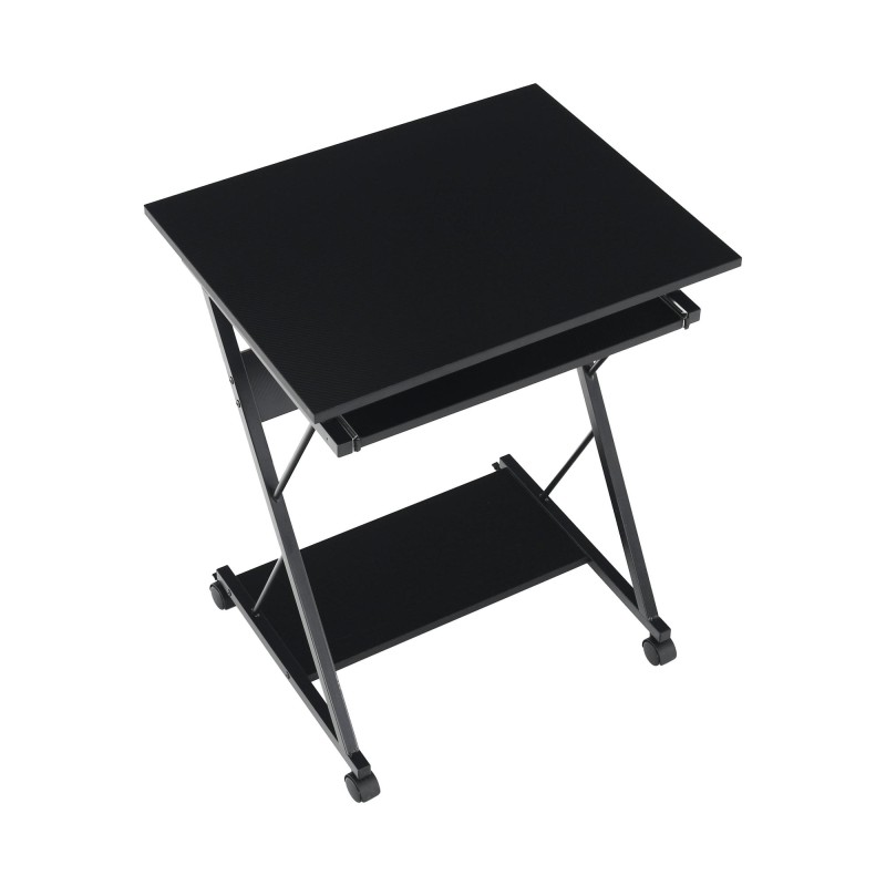 Kondela Pojazdný PC stôl/herný stôl s kolieskami, čierna, TARAK