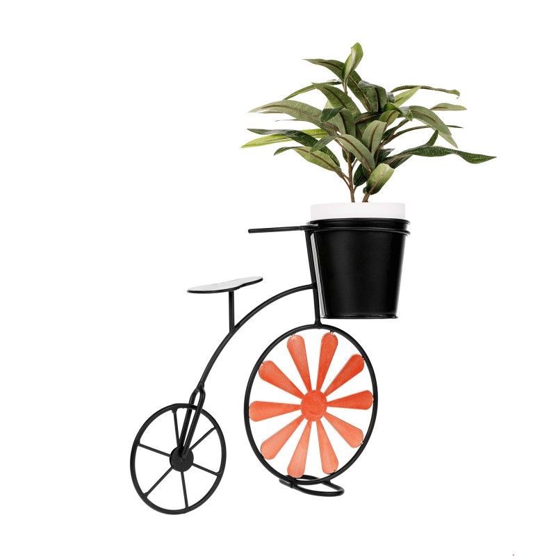 Kondela Retro kvetináč v tvare bicykla, bordová/čierna, SEMIL
