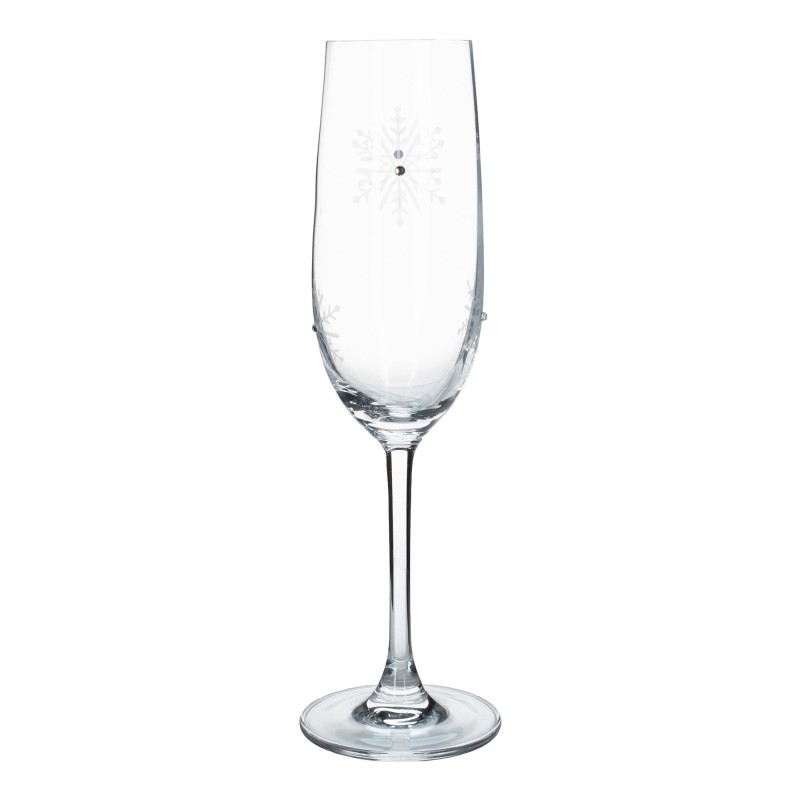 Kondela TEMPO-KONDELA SNOWFLAKE CHAMPAGNE, poháre na šampanské, set 4 ks, s kryštálmi, 230 ml