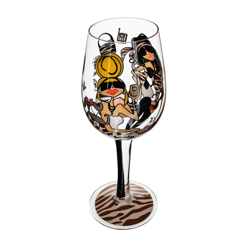 Kondela TEMPO-KONDELA HILY, poháre na víno, set 4 ks, ručne maľované, sklo