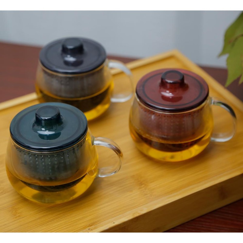 Kondela TEMPO-KONDELA SIFTER, hrnčeky na čaj so sitkom, set 3 ks, 350 ml