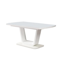 Kondela Jedálenský rozkladací stôl, biely lesk, 160-200x90 cm, OLAV