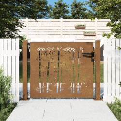 vidaXL Záhradná brána 105x105 cm kortenová oceľ dizajn bambusu