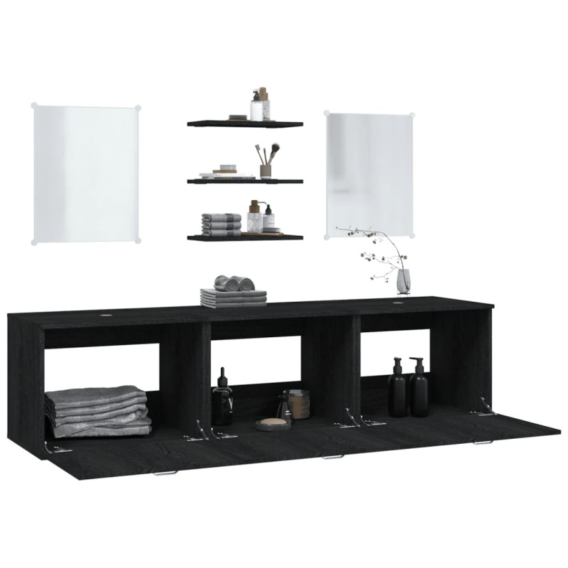   vidaXL 6-dielna sada kúpeľňového nábytku čierna kompozitné drevo