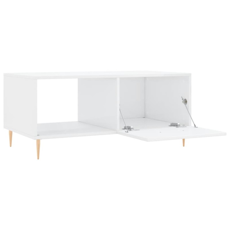 vidaXL Konferenčný stolík lesklý biely 90x50x40 cm spracované drevo
