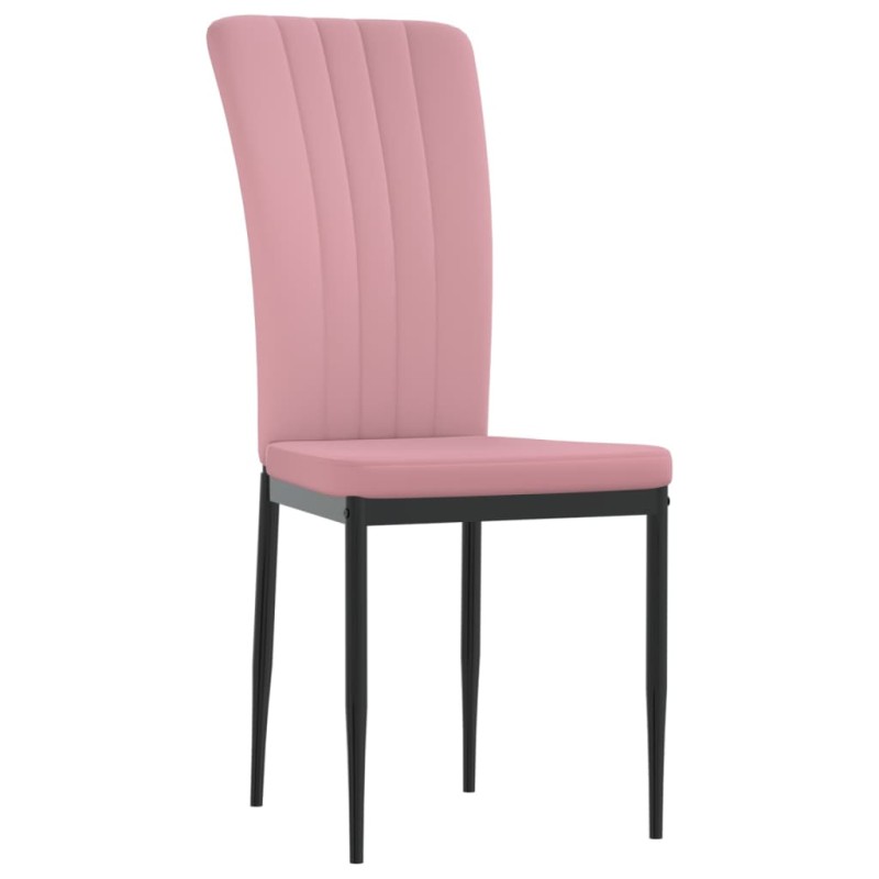 vidaXL Jedálenské stoličky 4 ks ružové zamatové