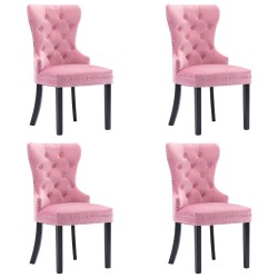  vidaXL Jedálenské stoličky 4 ks ružové zamatové