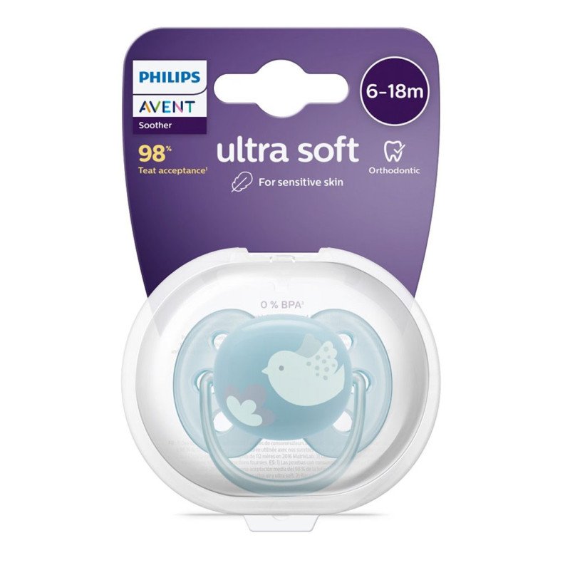 Dojčenský cumlík Ultrasoft Premium Avent 6-18 mesiacov vtáčik