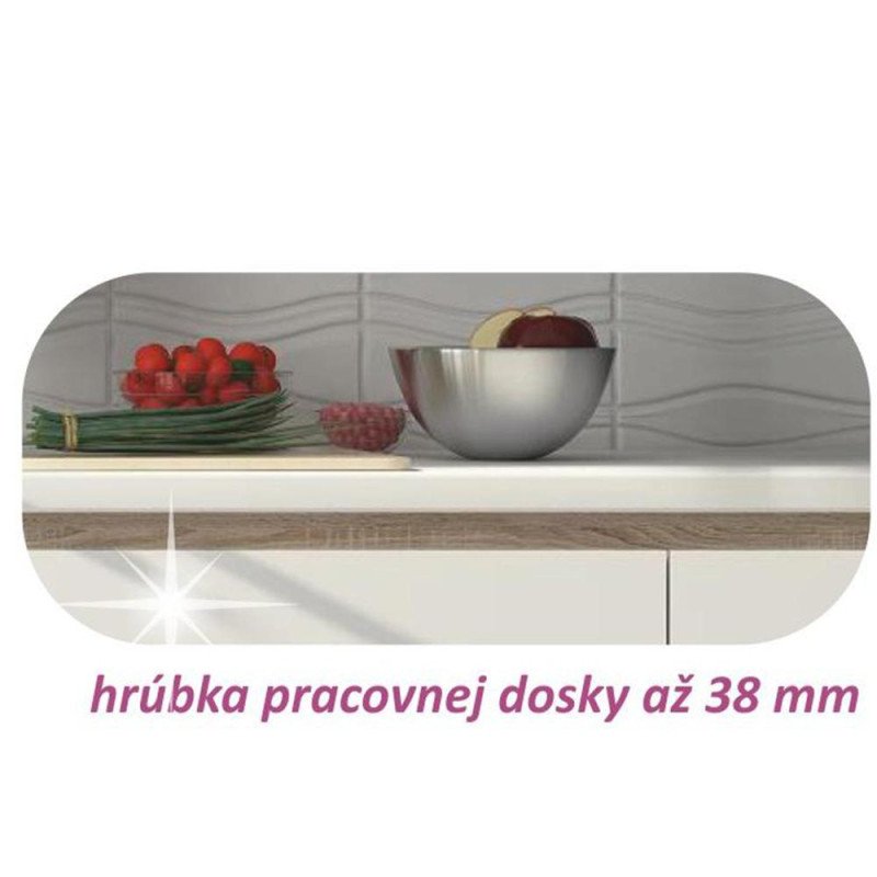 Kondela Dolná skrinka D 60S3, vysoký biely lesk/dub sonoma, LINE