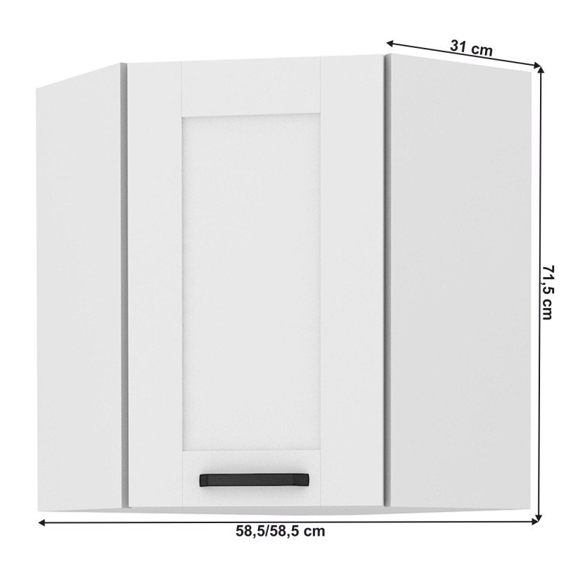 Kondela Horná rohová skrinka, biela, LULA 58x58 GN-72 1F